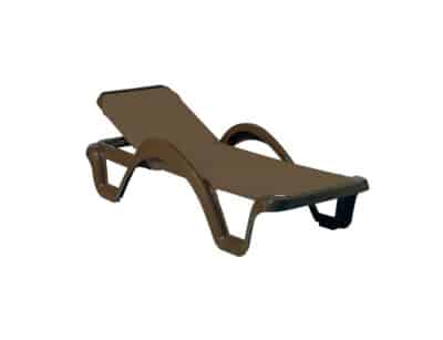Carmen Prestige adjustable resin sun lounger, with dark brown fabric with reclining backrest and armrests, on a white background