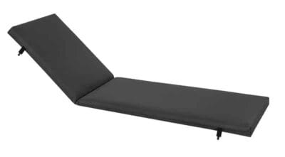 Coussin ergonomique et pliable noir pour chaises longues – un accessoire de mobilier d'extérieur indispensable conçu pour améliorer le confort dans les environnements extérieurs comme les piscines et les patios.