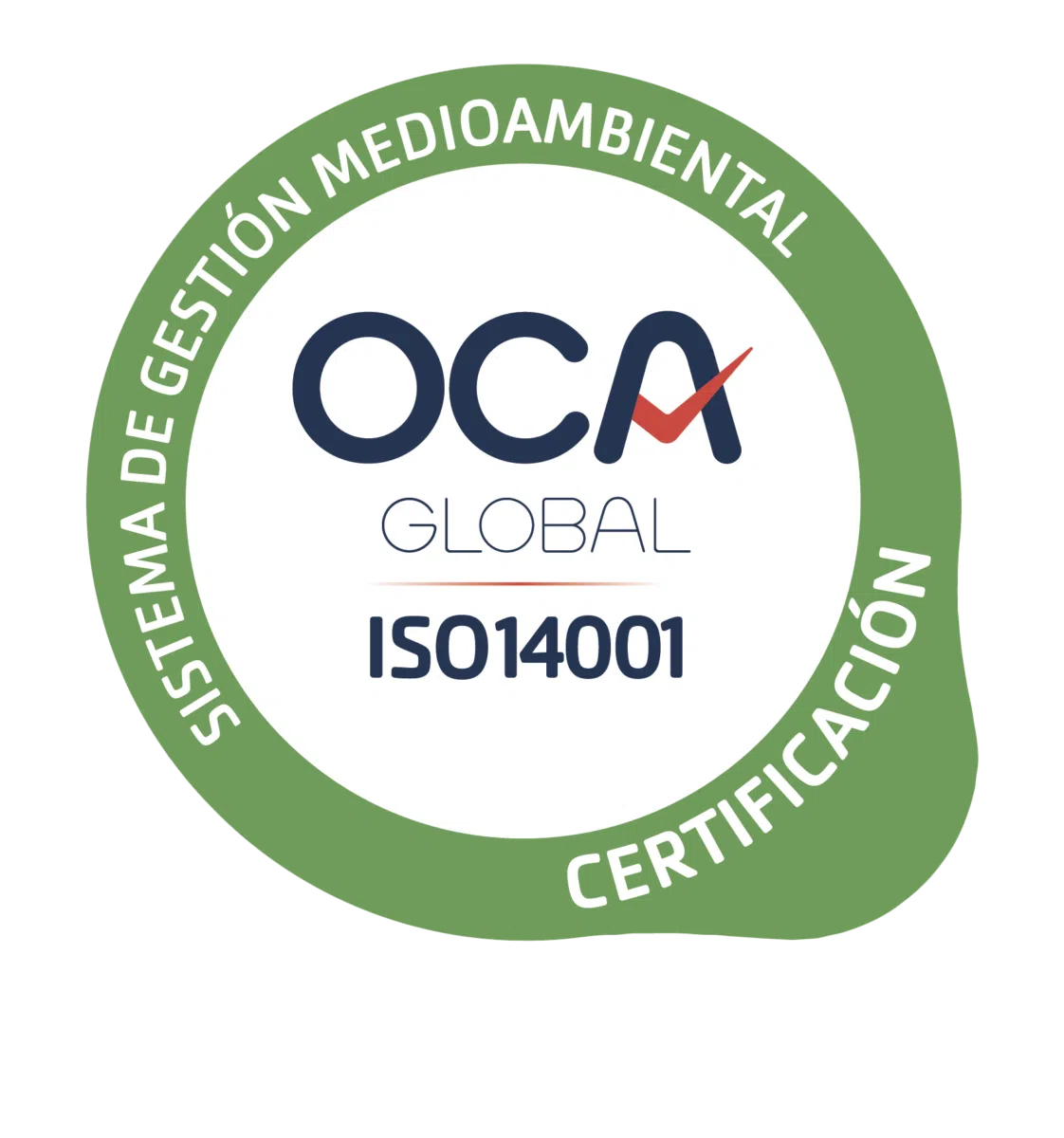 Se observa una etiqueta sobre la certificacion ISO14001