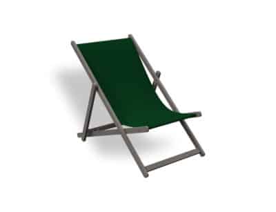 Mini gandula plegable de disseny minimalista en color verd fosc, amb estructura de fusta i seient de tela resistent, aïllada sobre fons blanc