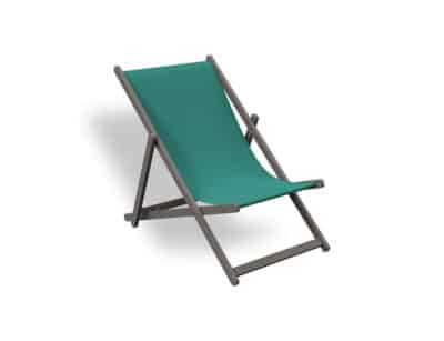 Mini gandula plegable de disseny minimalista en color blau cel, amb estructura de fusta i seient de tela resistent, aïllada sobre fons blanc