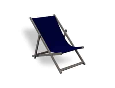 Mini gandula plegable de disseny minimalista en color blau marí, amb estructura de fusta i seient de tela resistent, aïllada sobre fons blanc