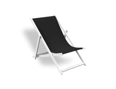 Mini gandula plegable de disseny minimalista en color gris fosc, amb estructura de fusta i seient de tela resistent, aïllada sobre fons blanc