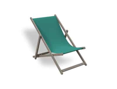 Mini gandula plegable de disseny minimalista en color blau cel, amb estructura de fusta i seient de tela resistent, aïllada sobre fons blanc