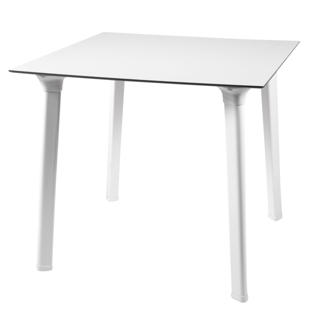 Mesa quadrada de werzalit blanco - Modelo Simple Elegance Blanco. Diseño minimalista y funcional, perfecta para interiores modernos o balcones pequeños