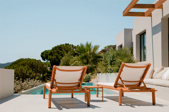 Sun loungers by the pool